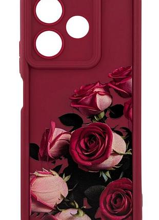Чехол shock case print для oppo a5 pro 4g/5g (cph2711,cph2695) бампер силиконовый бордовый с рисунком розы