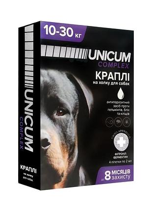 Капли unicum complex (уникум комплекс) от гельминтов, блох и клещей на холку для собак 10-30кг цена за пипет.
