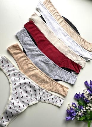 Набір бавовняних трусиків стрінги на тиждень 7 шт базовий сет primark xl