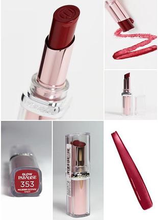 🫐🍓 помада бальзам лореаль l'oreal paris glow paradise balm-in-lipstick ягодная бордовая винная красная 353 mulberry ecstatic