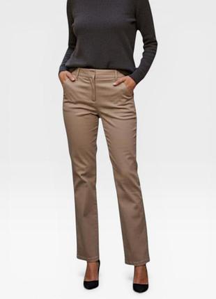Брюки жіночі прямі бежеві biaggini кольору капучіно штани фасон під джинси сигарети m l