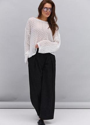 Акція світло-молочна ажурна  в`язана кофта oversize