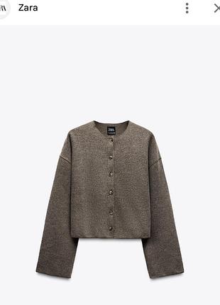 Коричневий кардиган в рубчик zara оверсайз кардиган жіночій з ґудзиками zara
