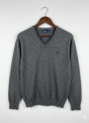 Кофта fred perry оригінал сіра l-xl 10/10 вовна мериноса