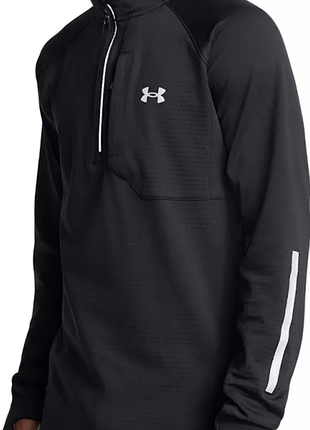 Чорна спортивна бігова кофта лонгслів андер армор under armour qualifier run 2.0 1/2 zip, xxl, оригінал