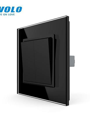 Двухклавишный проходной выключатель livolo черный матовый стекло 80x80 мм для управления освещением