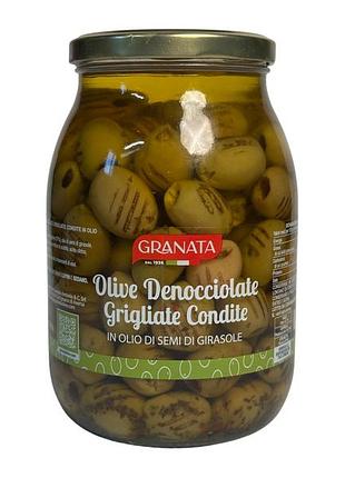 Оливки зеленые granata без косточки гриль в подсолнечном масле e olive denocciolate grigliate condite, 1020 г