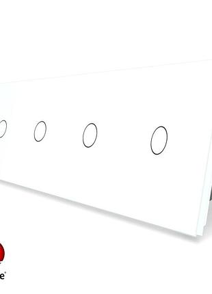 Умный сенсорный выключатель zigbee 4 сенсора 1000 вт белое стекло livolo