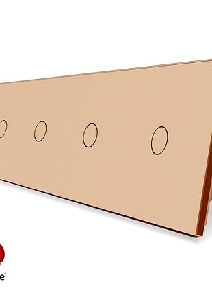 Умный сенсорный выключатель zigbee 4 сенсора 1000 вт золото стекло livolo