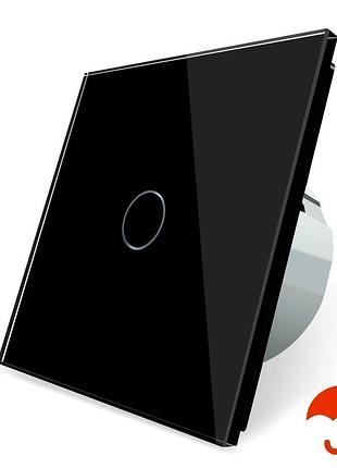 Сенсорный уличный выключатель 1 сенсор ip44 1000 вт 110-250 в черное стекло livolo