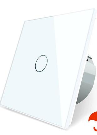 Сенсорний вуличний прохідний вимикач ip44 1000 вт 110-250 в біле скло livolo