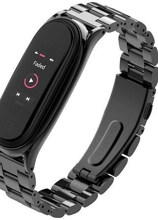 Ремешок из нержавеющей стали для mi band 7 черный магнитный