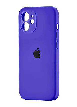 Чехол silicone case square защита камеры для iphone 12 темно-синий
