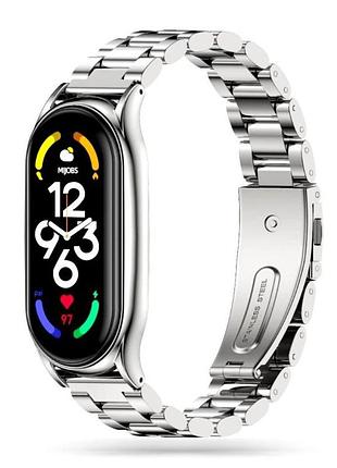 Ремешок из нержавеющей стали для mi band 7 серебристый магнитный