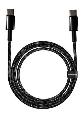 Кабель baseus tungsten gold 100w type-c to type-c 2 м чорний протиударний