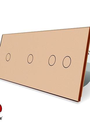 Розумний сенсорний вимикач zigbee 4 сенсори 1000 вт золото скло livolo