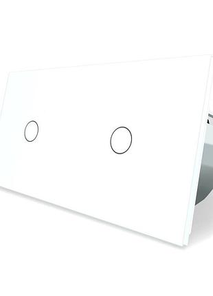 Умный сенсорный проходной выключатель 2 сенсора zigbee белое стекло livolo