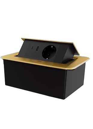 Выдвижная мебельная розетка livolo 36 вт 110-250 в usb-a usb type-c золото алюминий для столешницы