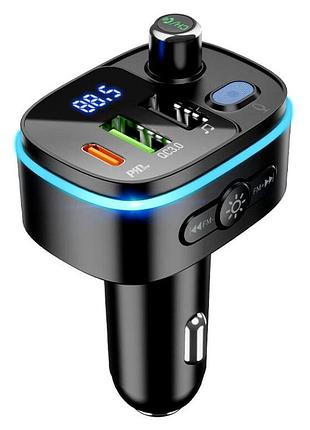 Fm-трансмиттер hoco e62 black quick charge 3.0 power delivery usb type-c для автомобиля