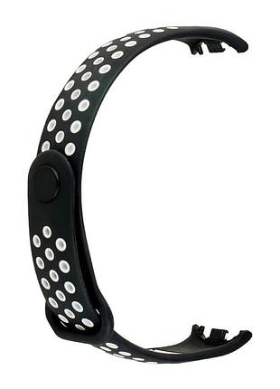 Ремешок силиконовый антискольжение для mi band 8/9/10 черный с белым