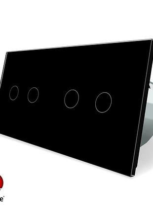 Умный сенсорный выключатель zigbee 4 сенсора 1000 вт черное стекло livolo