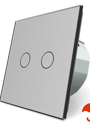 Сенсорный уличный выключатель 2 сенсора ip44 1000 вт 110-250 в серый стекло livolo