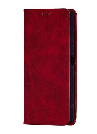 Чехол-книжка кожзам противоударный для redmi note 12 4g темно-красный