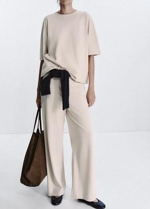Котонові палаццо zara , брюки широкі пудрові zara