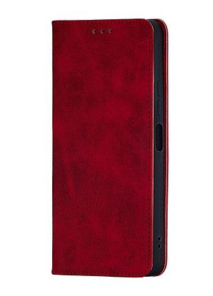Чохол-книжка шкірозамінник протиударний для redmi 12 4g/redmi 12 5g темно-червоний