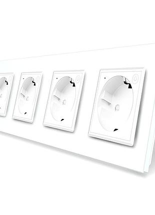 Четырехместная умная розетка zigbee 3500 вт 16 а белая с заземлением livolo