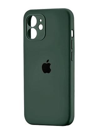Чехол силиконовый с защитой камеры для iphone 12 противоударный зеленый