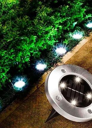 Садовый уличный светодиодный фонарь-подсветка на солнечной батарее solar disk lights (цена за 1 шт, от 4 шт)