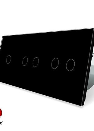 Умный сенсорный выключатель zigbee 5 сенсоров 1000 вт черное стекло livolo