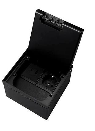 Розетка напольная двойная livolo черная с usb-a и usb type-c 36 вт ip54 нержавеющая сталь 130 мм