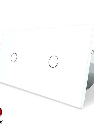 Умный сенсорный zigbee выключатель 2 сенсора 1000 вт белый livolo