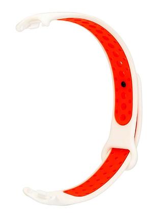 Ремешок силиконовый противоударный для mi band 8 белый с красным