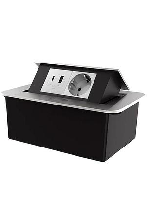 Меблевая розетка livolo серебряная с usb-a и usb type-c 36 вт встраиваемая в столешницу алюминий