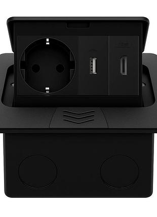 Розетка напольная двойная livolo черная с usb 10вт hdmi ip44 16а 3500вт для кухни офиса конференц-зала