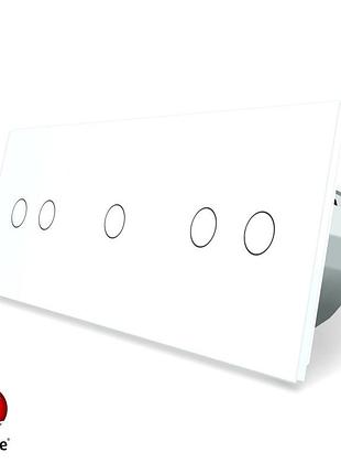 Умный сенсорный zigbee выключатель 5 сенсоров 1000 вт белое стекло livolo