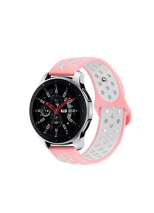 Ремешок силиконовый противоударный для galaxy watch active/gear s2/amazfit pink/white 20 мм