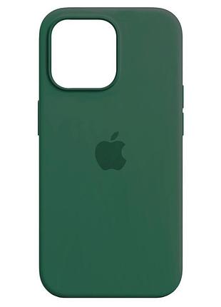 Чехол силиконовый противоударный для iphone 14 pro max защита камеры темно-зеленый
