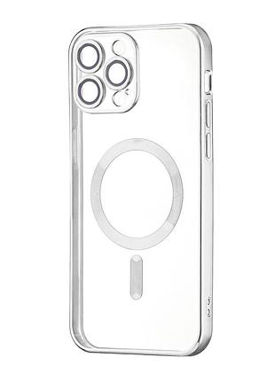 Чехол силиконовый ductil metallic edge с magsafe защита камеры для iphone 12 pro max серебристый