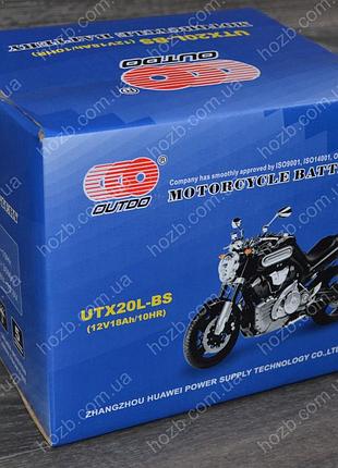 Акумулятор 12 v 18 ah кислотний (175x87x155), чорний, mod: utx 20l-bs) (+електроліт) outdo