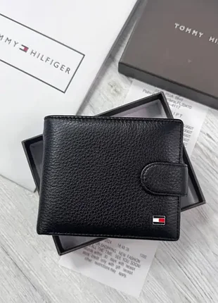 Мужской кошелек Tommy hilfiger черный на кнопке