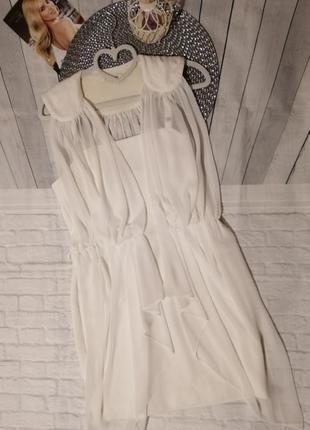 Ніжне плаття кольору айворі шифон на бретельках1 фото