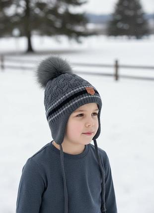 Шапка подростковая серая brand-x 04-8546*60