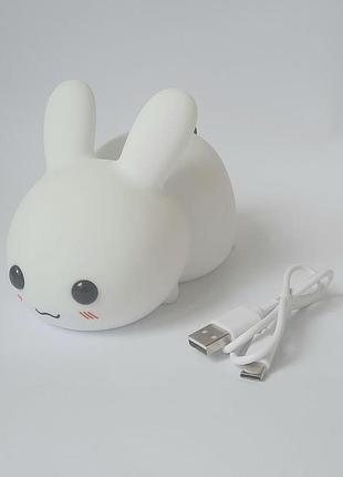 Ночник аккумуляторный силиконовый сенсорный зайка usb jx-yd-02