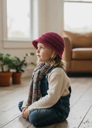 Шапка детская на девочку бордовая benetton 6v22b41x2*64l на 6/9 лет