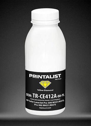 Тонер printalist для hp clj pro 300 m351/m375, pro 400 m451/m475 бутль 80г yellow (tr-ce412a-80-pl)