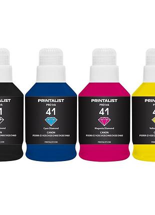 Комплект чернил printalist gi-41 для canon g2420/3420 4х190г bp/c/m/y пигментное/водорастворимое (pl41set4)